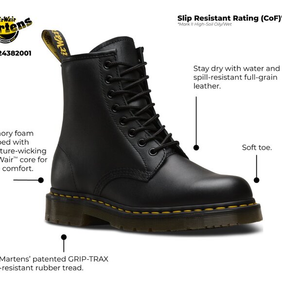 Dr. Martens Unisex 1460 Originals 8-Eye, Soft Toe Slip Resistant, 6 Inch Boot - Picture 2 of 2
